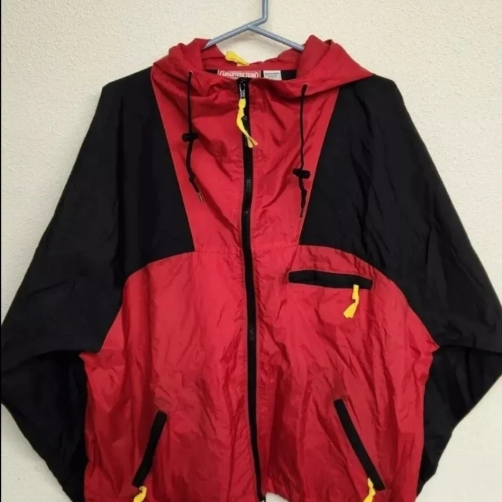 Marlboro Red and Black Hooded Jacket with Yellow Accents